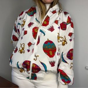 Vintage Hot Air Balloon & Cupid Bomber Jacket